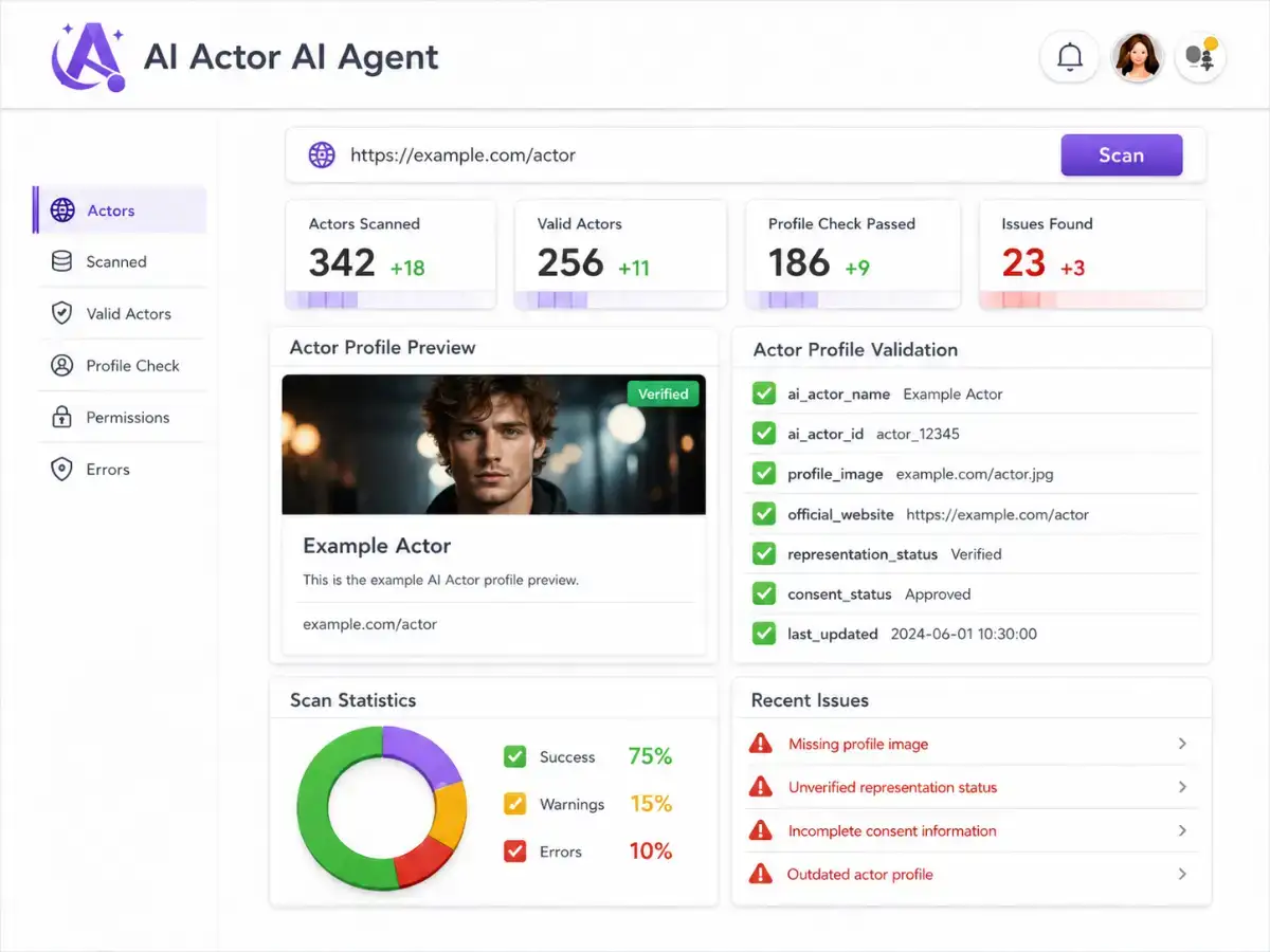 aiactor.app AI actor app — dashboard preview